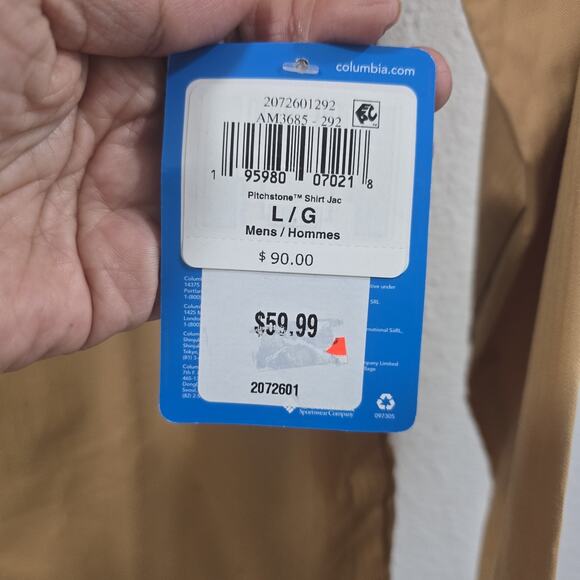 Columbia Pitchtone Shirt Jacket Mens Size L tan Snap front Lightweight Casual - Picture 10 of 13